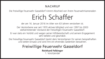 Anzeige von Erich Schaffer von MGO