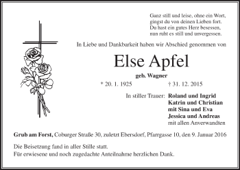 Anzeige von Else Apfel von MGO