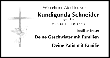 Anzeige von Kunigunda Schneider von MGO