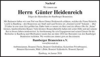 Anzeige von Günter Heidenreich von MGO