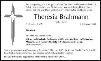 Anzeige von Theresia Brahmann von MGO