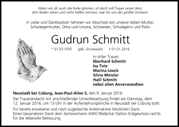 Anzeige von Gudrun Schmitt von MGO