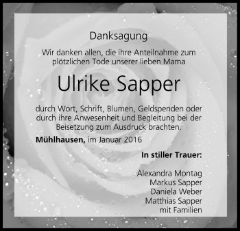 Anzeige von Ulrike Sapper von MGO