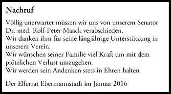 Anzeige von Rolf-Peter Maack von MGO