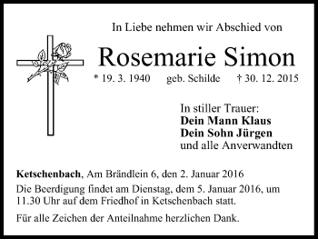 Anzeige von Rosemarie Simon von MGO