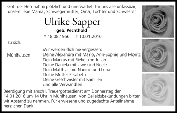 Anzeige von Ulrike Sapper von MGO