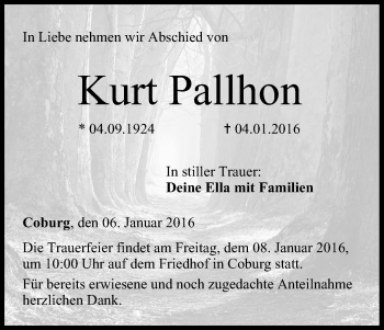 Anzeige von Kurt Pallhon von MGO
