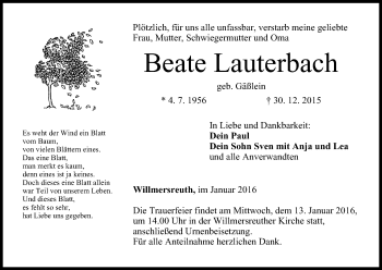 Anzeige von Beate Lauterbach von MGO