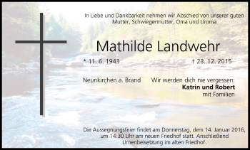 Anzeige von Mathilde Landwehr von MGO
