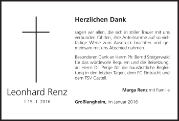 Anzeige von Leonhard Renz von MGO