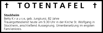 Anzeige von Totentafel vom 23.01.2016 von MGO