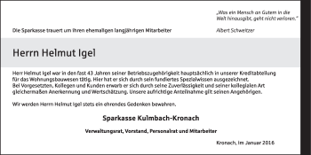 Anzeige von Helmut Igel von MGO