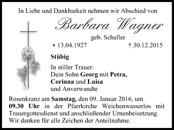 Anzeige von Barbara Wagner von MGO