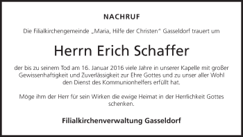 Anzeige von Erich Schaffer von MGO