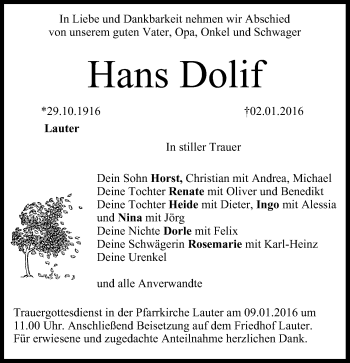 Anzeige von Hans Dolif von MGO