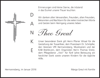 Anzeige von Theo Greul von MGO