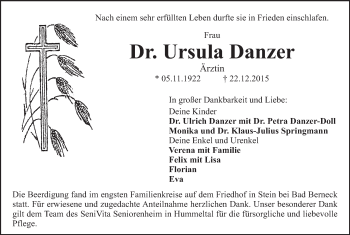 Anzeige von Ursula Danzer von MGO