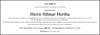 Anzeige von Hilmar Hertha von MGO