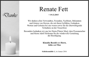 Anzeige von Renate Fett von MGO