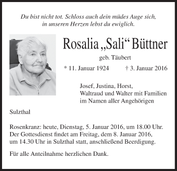 Anzeige von Rosalia  Büttner von MGO
