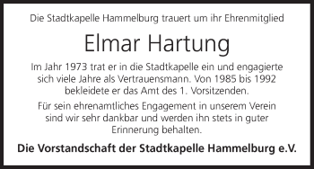 Anzeige von Elmar Hartung von MGO