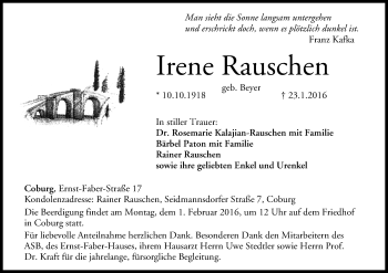 Anzeige von Irene Rauschen von MGO