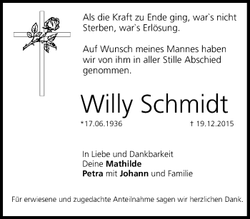 Anzeige von Willy Schmidt von MGO