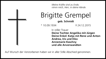 Anzeige von Brigitte Grempel von MGO