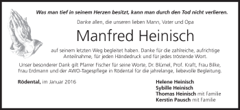 Anzeige von Manfred Heinisch von MGO