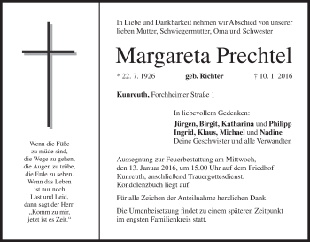 Anzeige von Margareta Prechtel von MGO