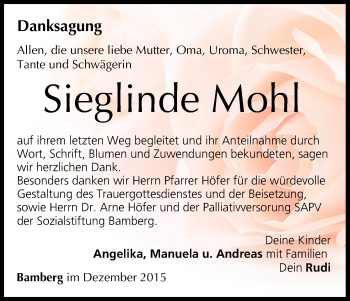Anzeige von Sieglinde Mohl von MGO