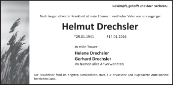 Anzeige von Helmut Drechsler von MGO