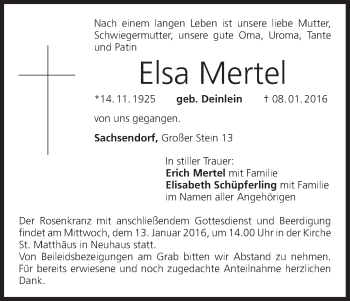 Anzeige von Elsa Mertel von MGO
