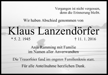 Anzeige von Klaus Lanzendörfer von MGO