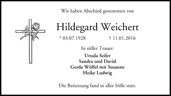 Anzeige von Hildegard Weichert von MGO