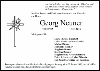 Anzeige von Georg Neuner von MGO