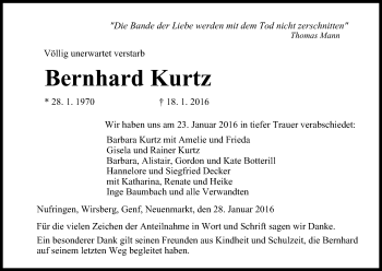 Anzeige von Bernhard Kurtz von MGO