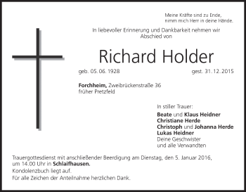 Anzeige von Richard Holder von MGO