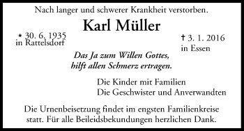 Anzeige von Karl Müller von MGO