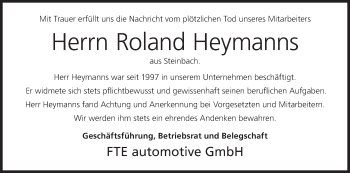 Anzeige von Roland Heymanns von MGO