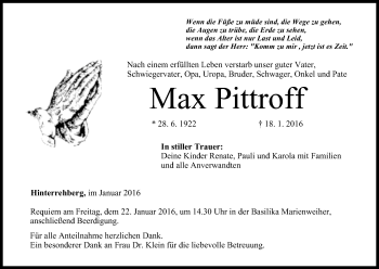 Anzeige von Max Pittroff von MGO
