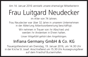 Anzeige von Luitgard Neudecker von MGO