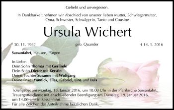 Anzeige von Ursula Wichert von MGO