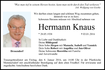 Anzeige von Hermann Knaus von MGO