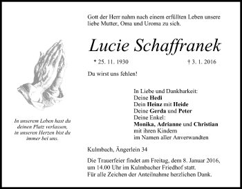 Anzeige von Lucie Schaffranek von MGO