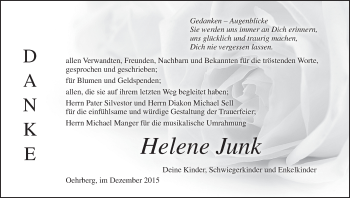 Anzeige von Helene Junk von MGO
