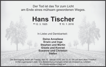 Anzeige von Hans Tischer von MGO
