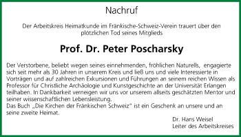 Anzeige von Peter Poscharsky von MGO