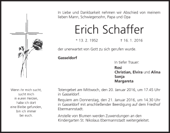 Anzeige von Erich Schaffer von MGO