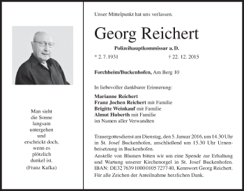 Anzeige von Georg Reichert von MGO